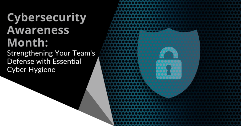 Blue lock on black background and white text that reads "CyberSecurity Awareness Month"